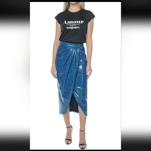 Zadig & Voltaire Jamelia Sequins Leo Skirt Women's Azur $598 Sz 38 Or M, NWT!